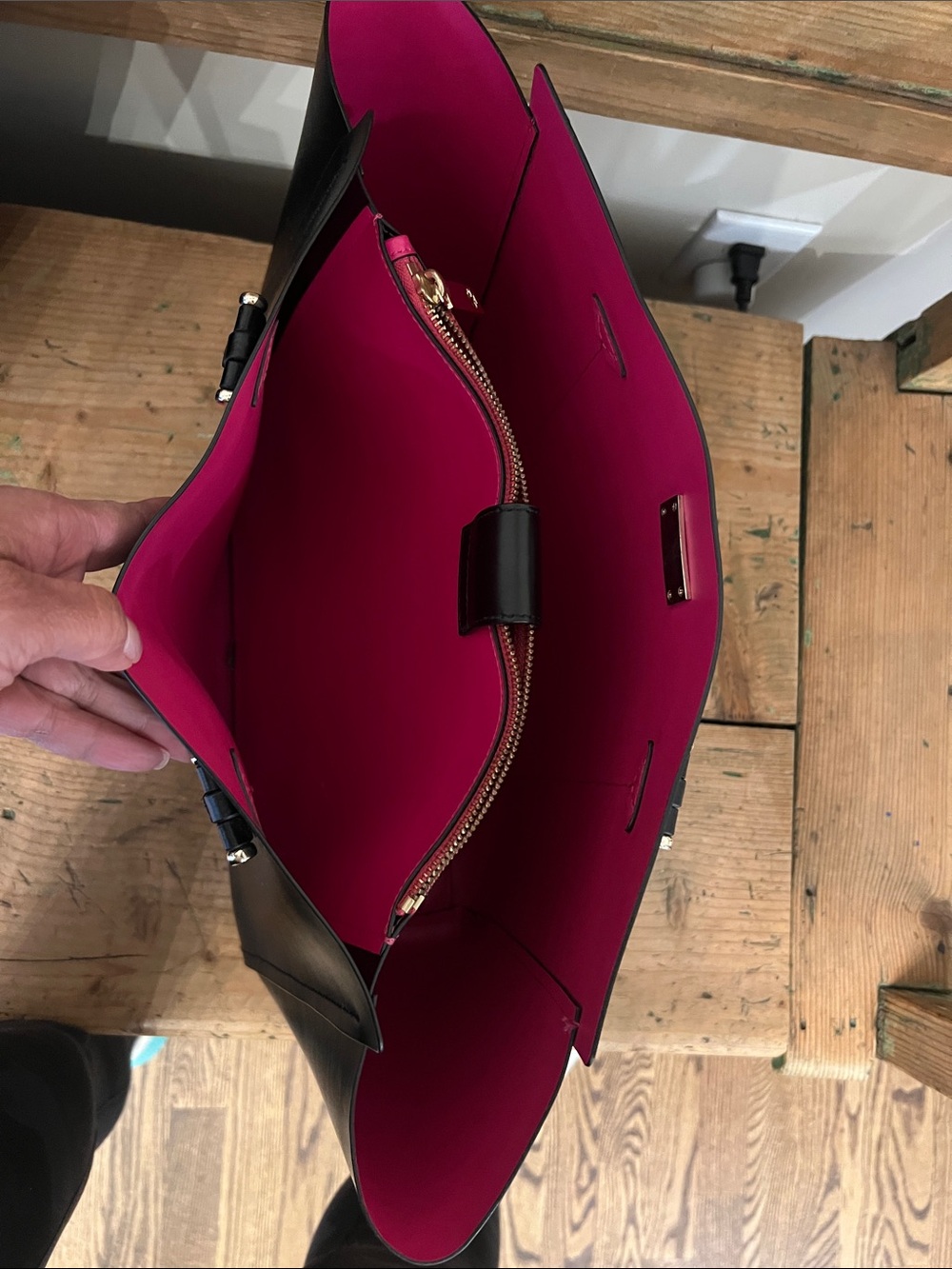 kate spade Black Tote with Pink Trim and Handles - Picture 3 of 10